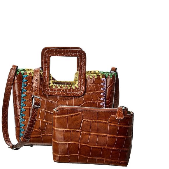 STAUD Handbags - STAUD Shirley Mini Croc-Embossed Leather Tote